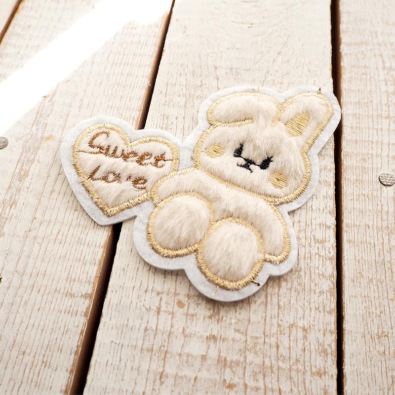 BLAZE アイロン 接着シート付き モチーフ ワッペン くま うさぎ 刺繍