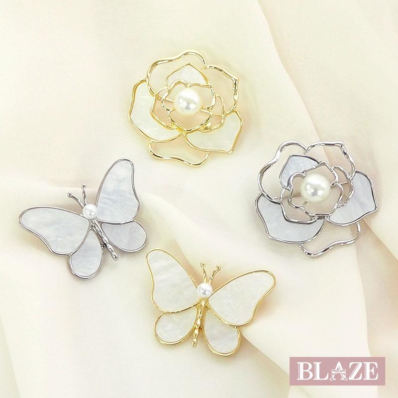 BLAZE ブローチ コサージュ フラワー バタフライ バラ 蝶 ローズ