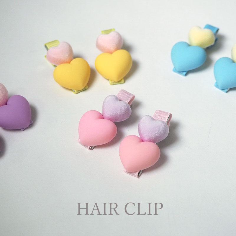 ヘアクリップ W ハート クリップ ヘアアクセサリー ヘアアクセ 2個