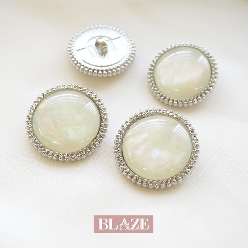 BLAZE 2個入り メタル ボタン 22mm 25mm オーロラ ストーン シルバー