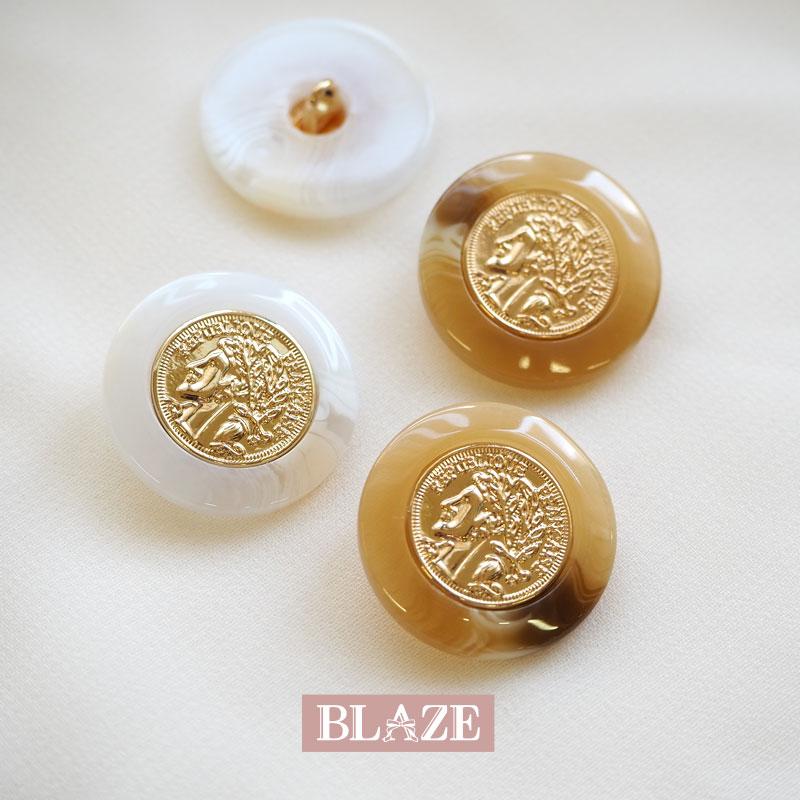 BLAZE 2個入り メタル ボタン 21mm コイン デザイン マーブル カラー