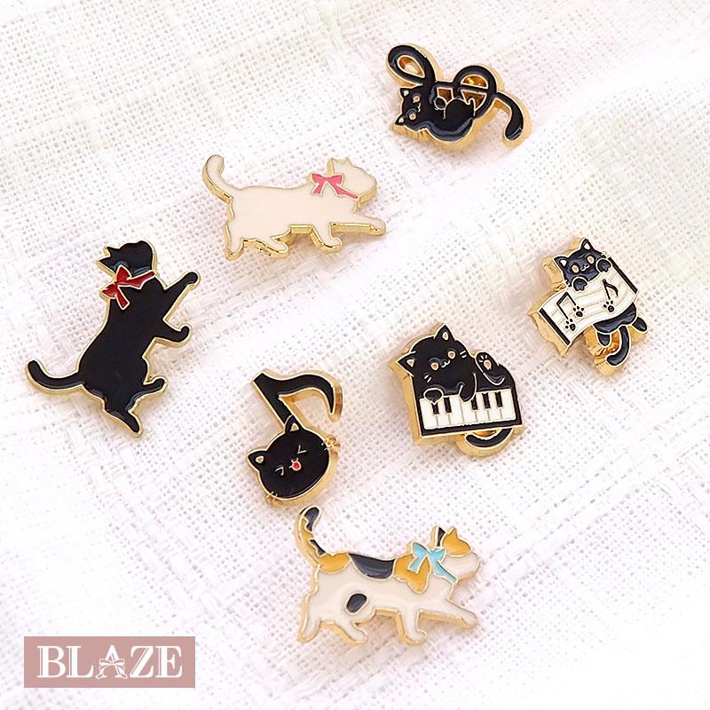 BLAZE ボタン 猫 メタル 音符 りぼん ねこ ゴールド 金属ボタン 手芸