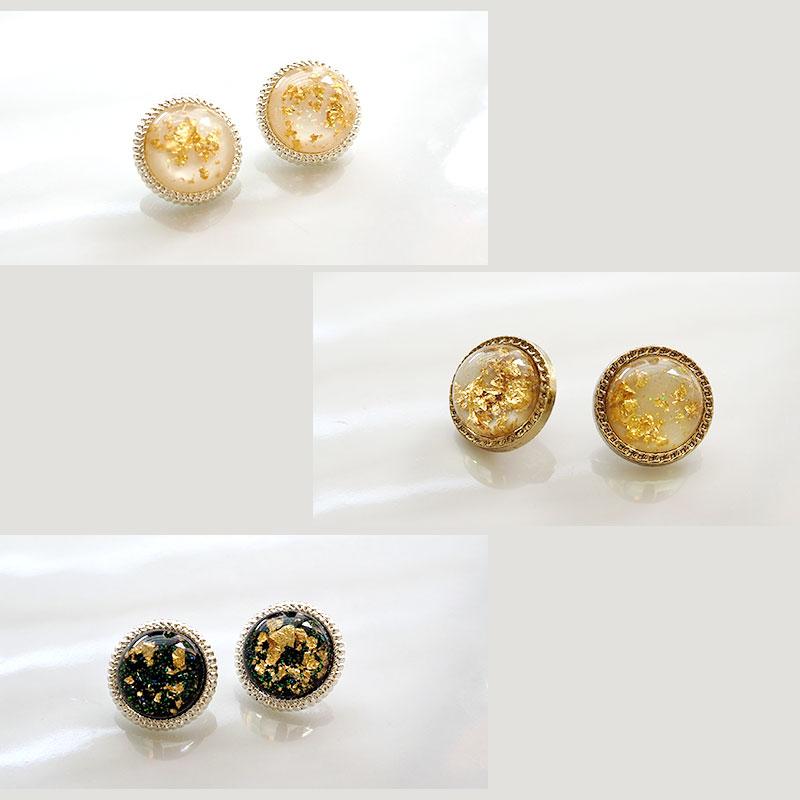 BLAZE メタル ボタン 12mm 15mm アンティーク 風 ラメ マーブル シェル