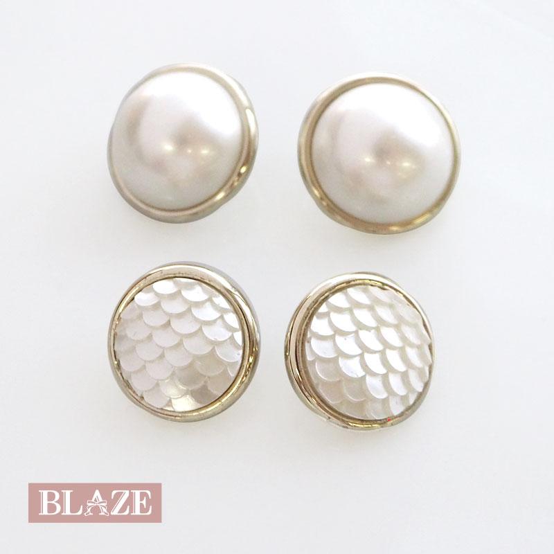 BLAZE パールボタン ゴールド 直径約 17mm 15mm ハンドメイド クラフト