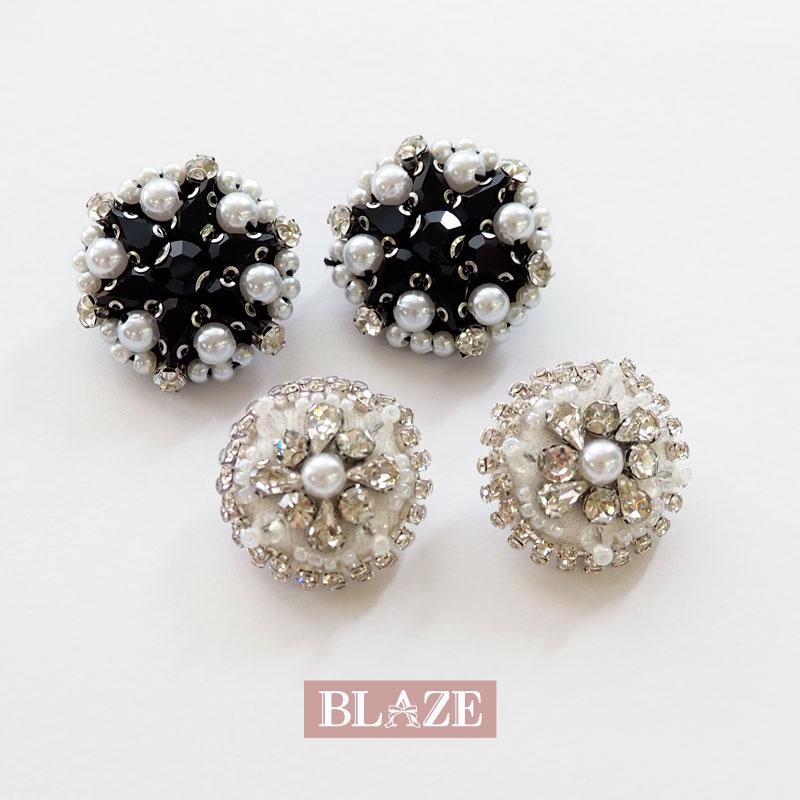 BLAZE 2個セット 飾りボタン ビーズ ビジュー 約23mm 25mm 飾りボタン