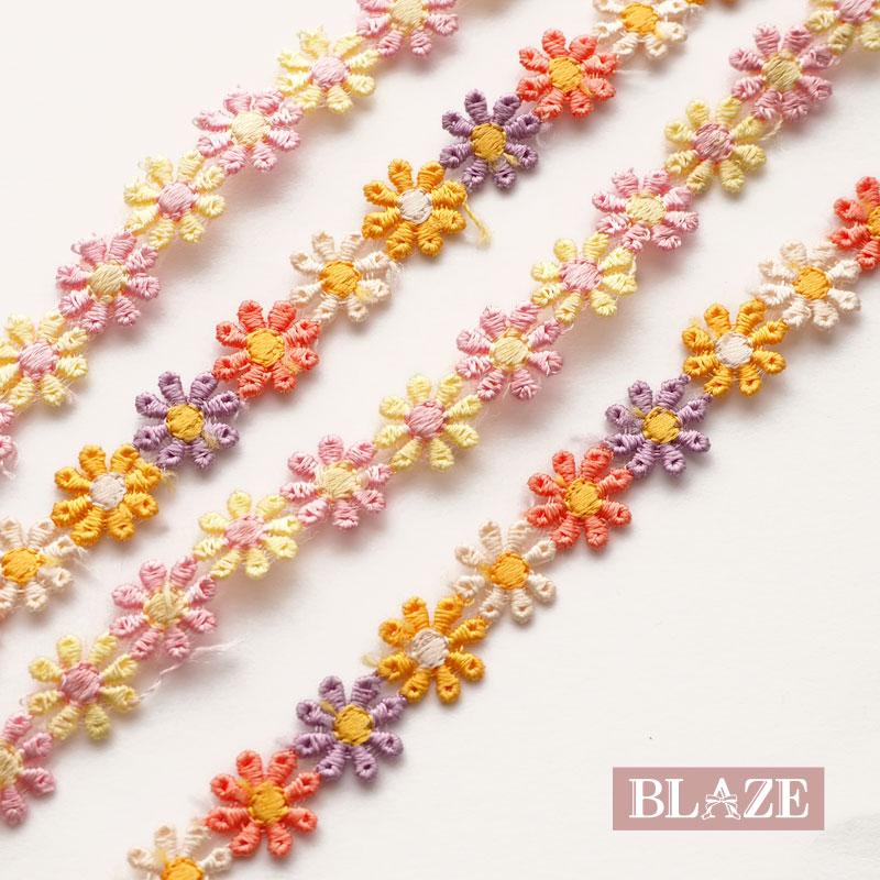 BLAZE 50cmカット ケミカルレース 約12mm幅 フラワー キュート カラー