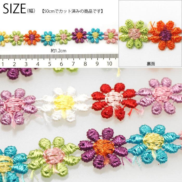 BLAZE 50cmカット 約1.2cm幅 ケミカルレース カラフルデイジー