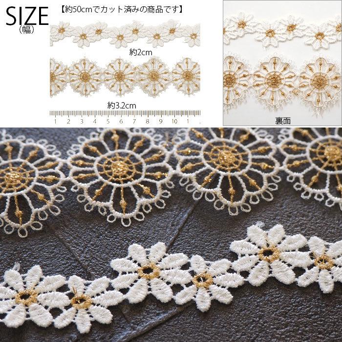 BLAZE 50cmカット 約20mm 32mm幅 ケミカルレース フラワー ホワイト