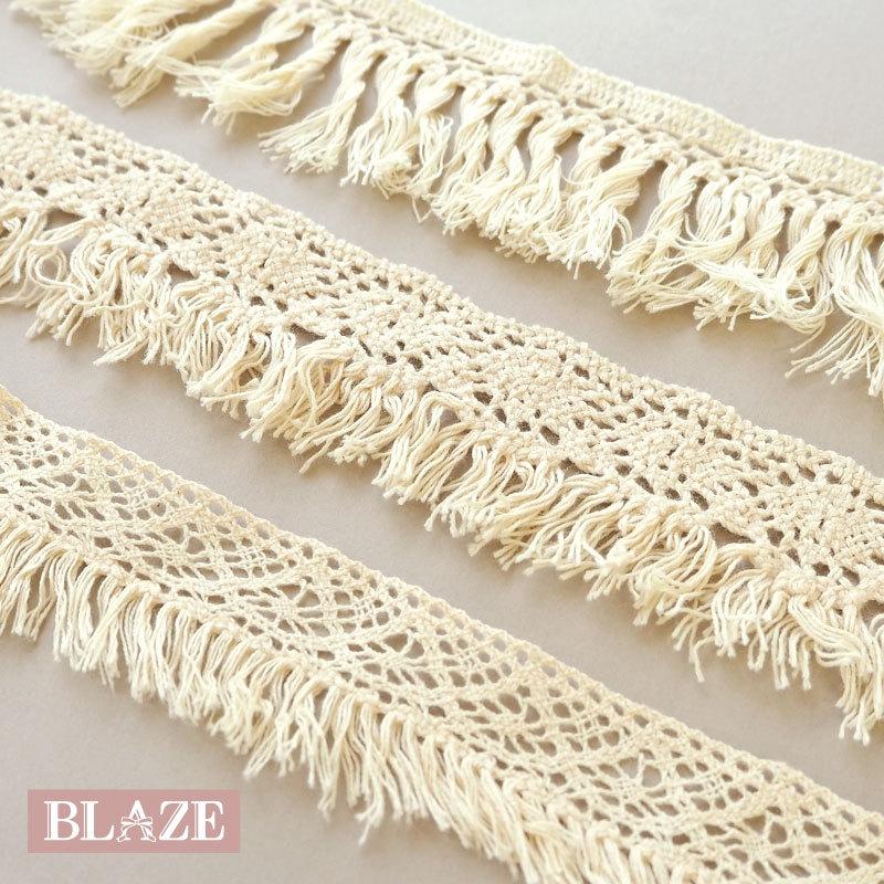 BLAZE 100cmカット コットンレース 綿 フリンジ シンプル ナチュラル