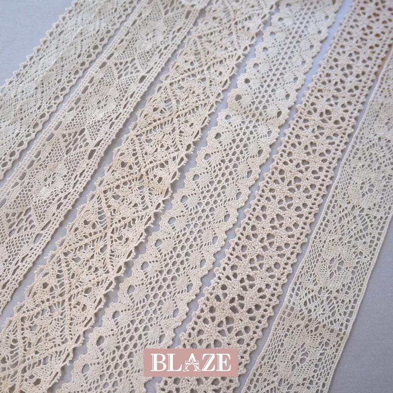 BLAZE コットンレース 3.5cm〜4.2cm幅 ナチュラル ベージュ 綿 