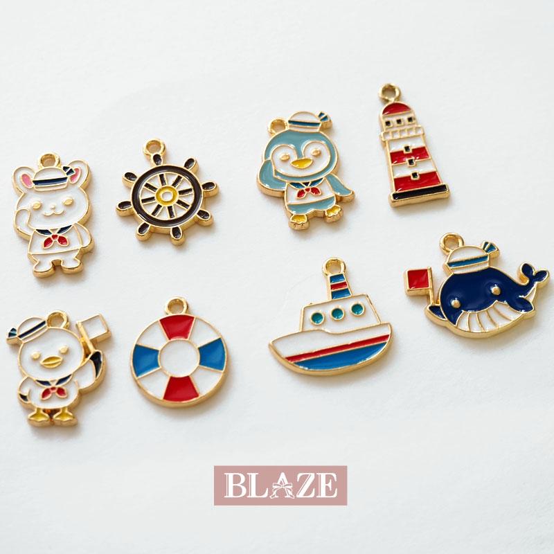 BLAZE 2個入り エポ チャーム 水兵さん マリン カン付き ゴールド