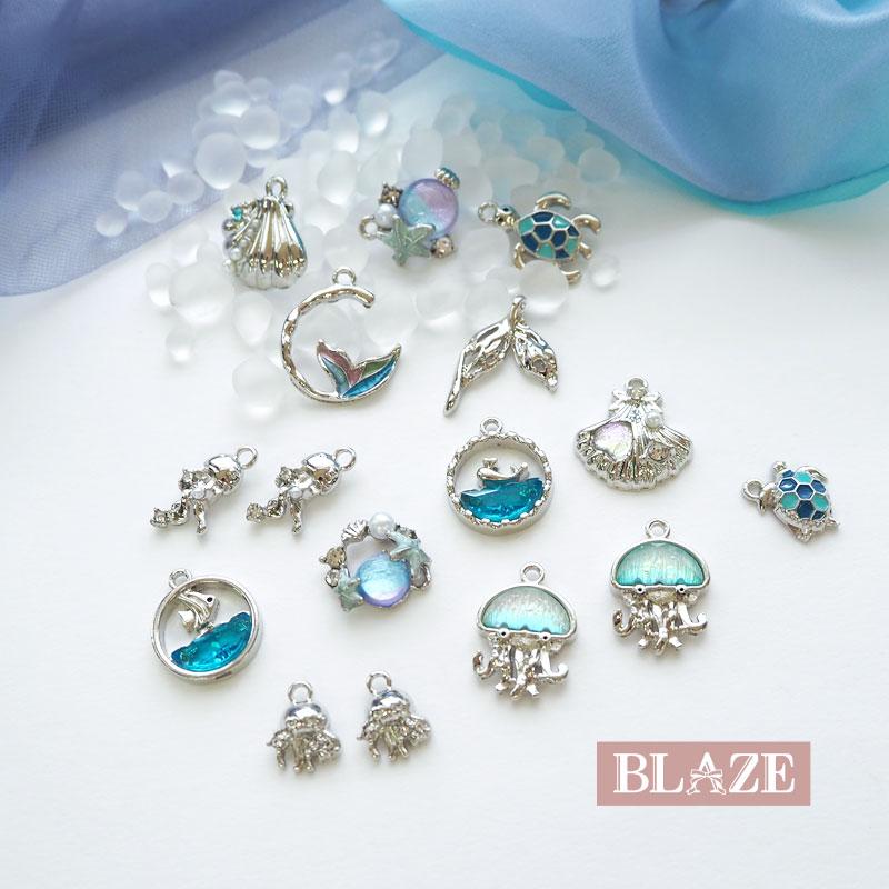 BLAZE メタルチャーム マリンストーン パーツ 魚 海 クジラ 熱帯魚 亀