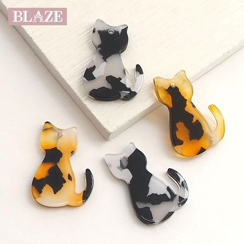 BLAZE 2個入り 樹脂 チャーム マーブル 猫 ネコ パーツ キーホルダー