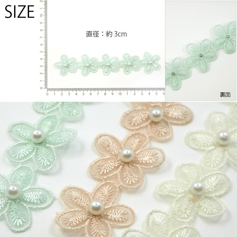 BLAZE 5個セット フラワー モチーフ レース パーツ オーガンジー 刺繍