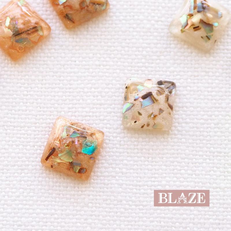 BLAZE 4個セット カボション スクエア 小さめ 箔入り ハンドメイド