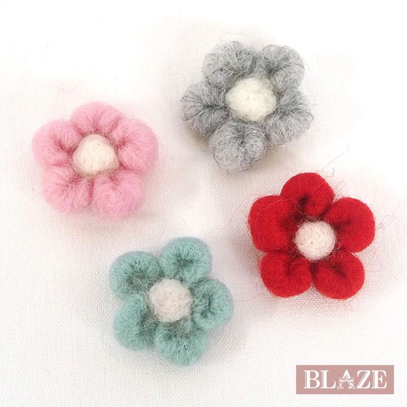 羊毛フェルトオーダー　花かごＭサイズ BLAZE 羊毛 モチーフ フラワー 花 立体 羊毛フェルト モチーフパーツ