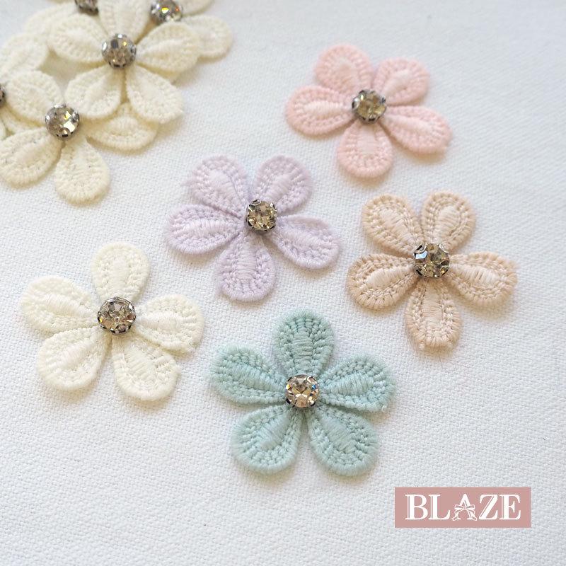 BLAZE 5個セット フラワー モチーフ レース パーツ 刺繍 ビジュー付き