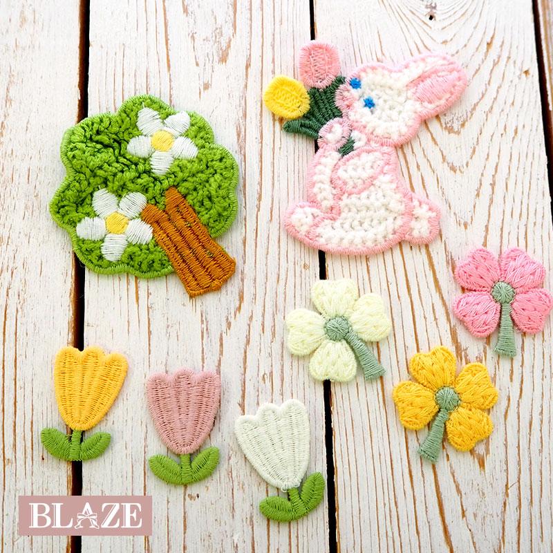 BLAZE 編みパーツ 編みモチーフ ウッド うさぎ フラワー 花 木 ツリー