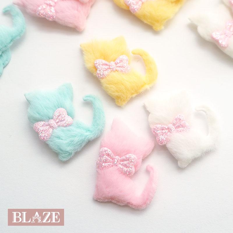 BLAZE 3個入 ふわもこ パーツ 猫 りぼん リボン クッションモチーフ
