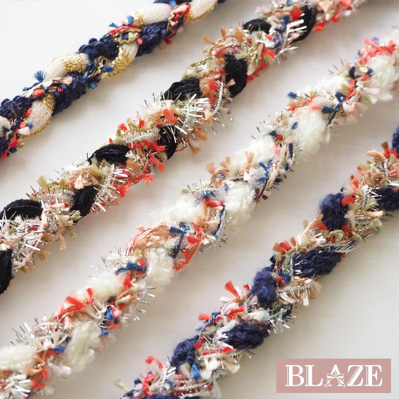 50cmカット ミックステープ 銀糸 金糸 カラフル ヤーン 三つ編み BLAZE 