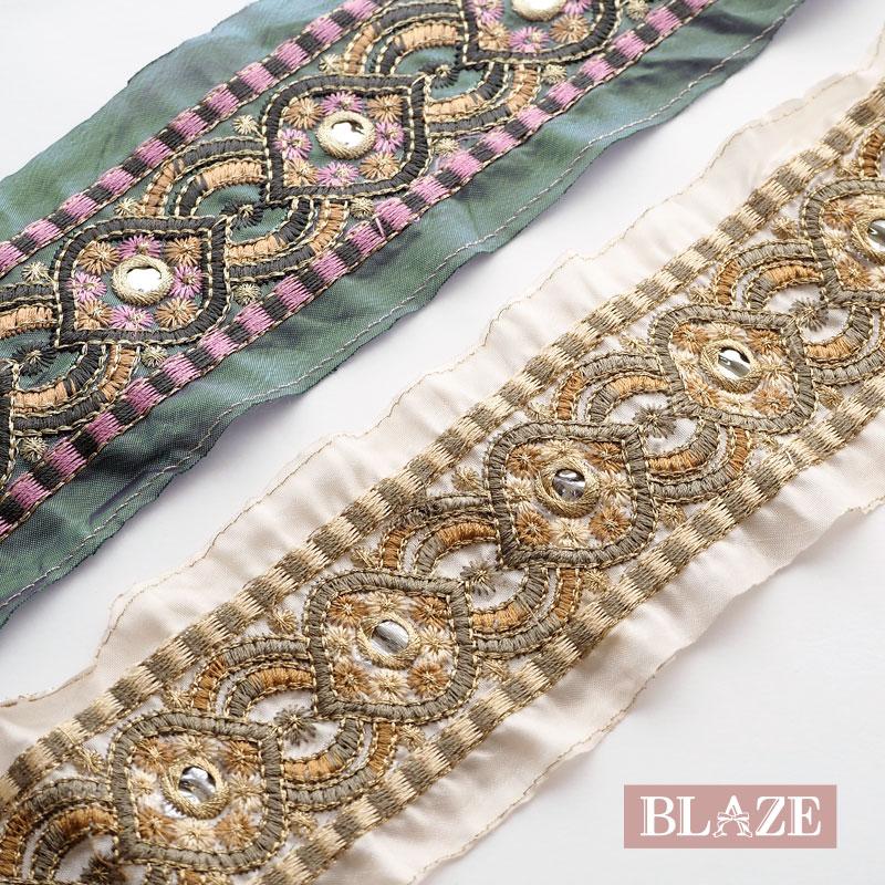 BLAZE 【30cmカット】刺繍テープ シルバーフィルム 太幅 約75・80mm幅