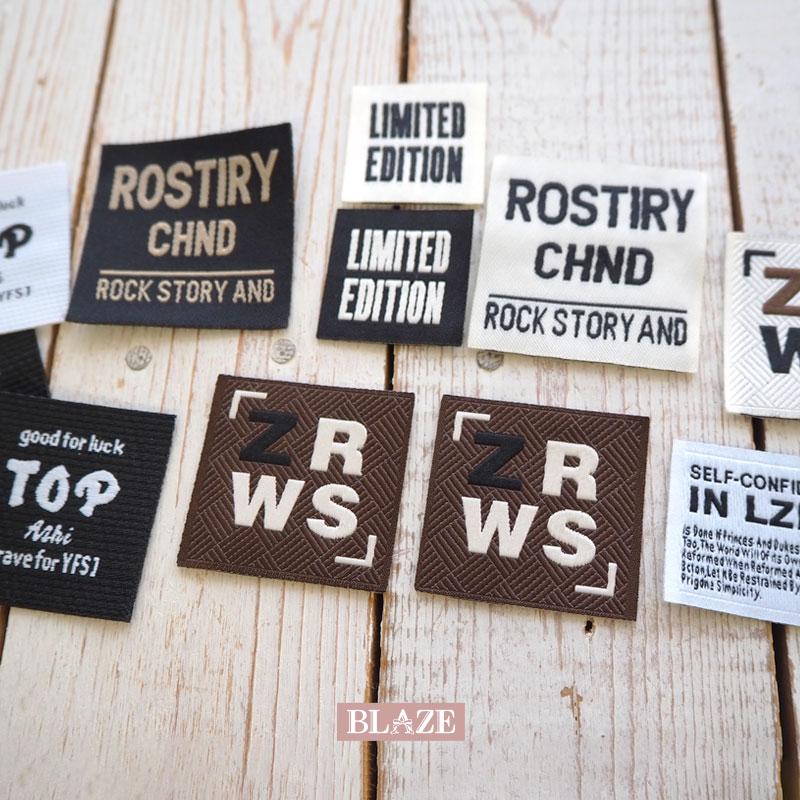 BLAZE 刺繍タグ 2枚セット モノクロ スクエア 英字 ネームタグ 手芸