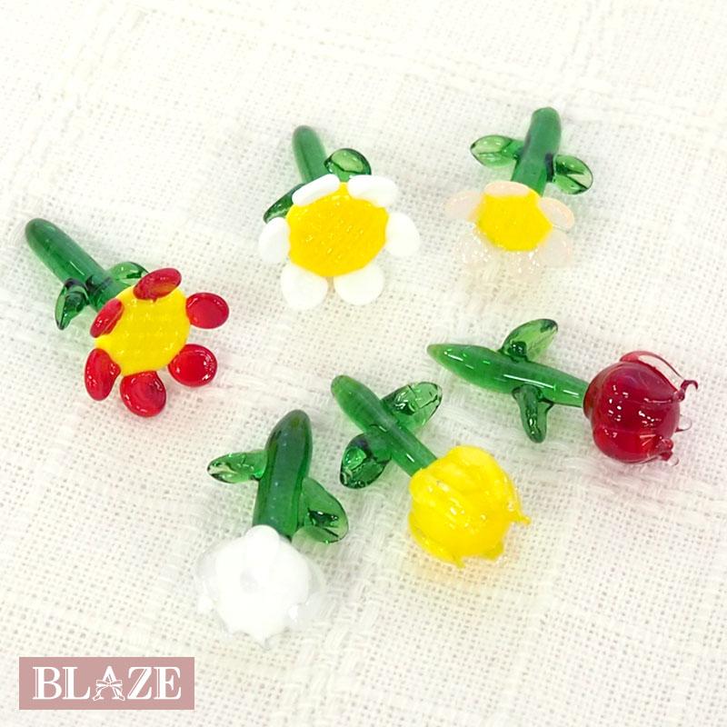 BLAZE 装飾 ガラスパーツ ミニチュア 花 フラワー チューリップ ガラス