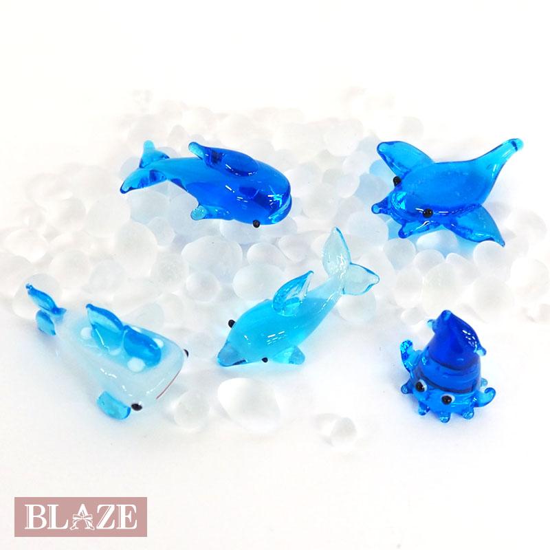 BLAZE 装飾 ガラスパーツ ミニチュア イルカ ジンベエザメ マンタ イカ