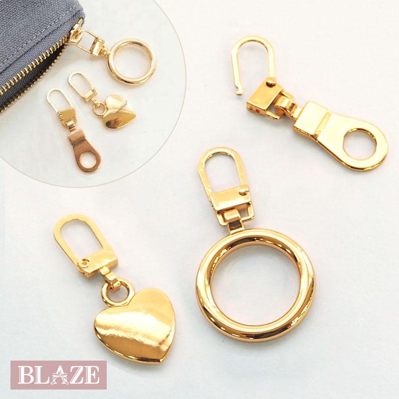 BLAZE ファスナー 引き手 メタル シンプル カン付 ゴールド 交換 修理