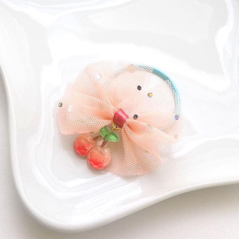 ヘアゴム フルーツ チュールリボン リボン ヘアアクセ アクセサリー