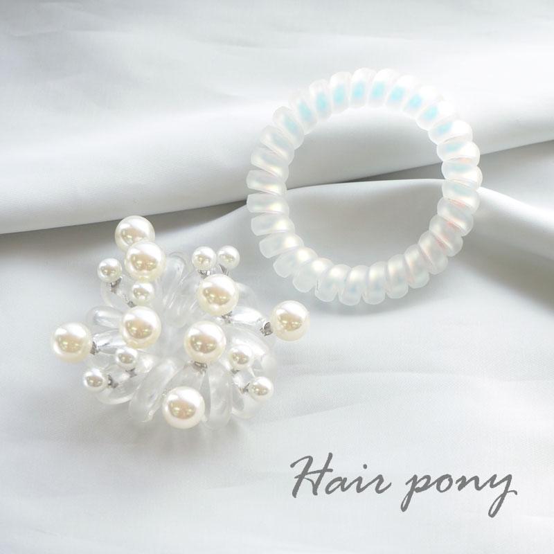 BLAZE 【2個入り】スプリング ヘアゴム セット パール＆オーロラ ヘア