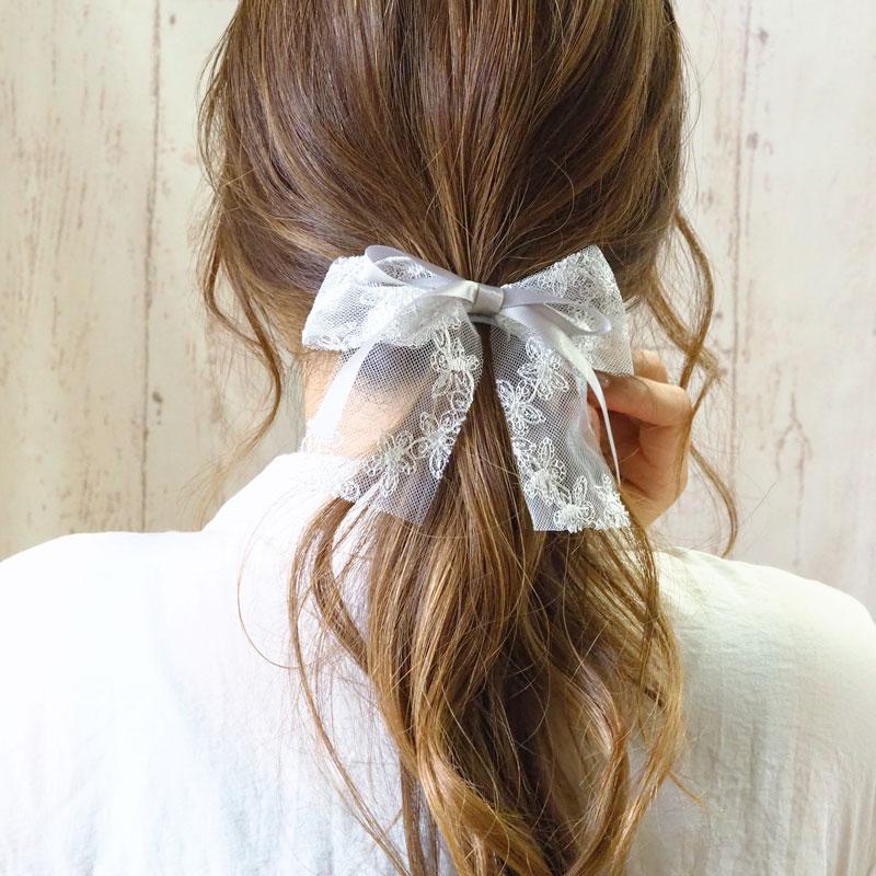 BLAZE ヘアゴム ポニー レースりぼん ヘアアクセサリー ヘアアレンジ