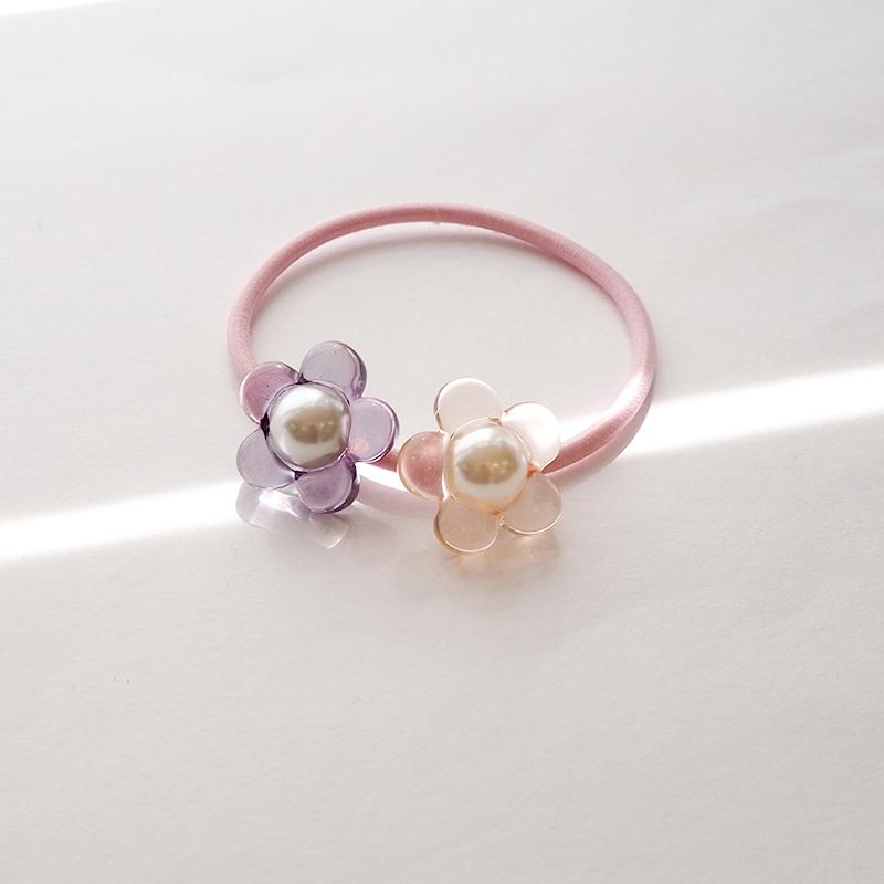 ヘアゴム ポニー Wフラワー ゴム全長16cm 全5色 BLAZE ヘア