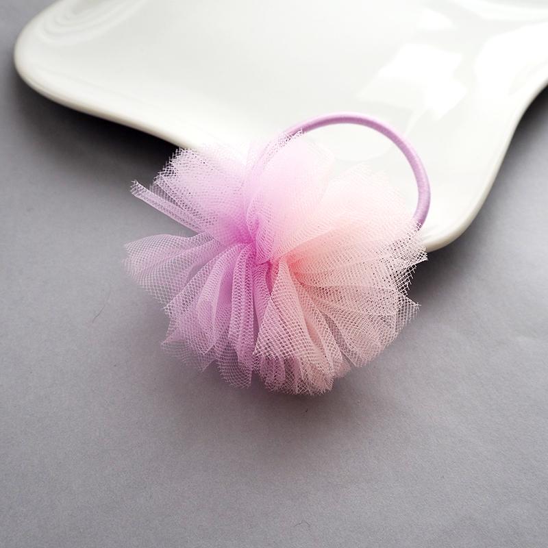 ヘアゴム ポニー チュール Wカラー ボンボン ポンポン キッズ 子ども