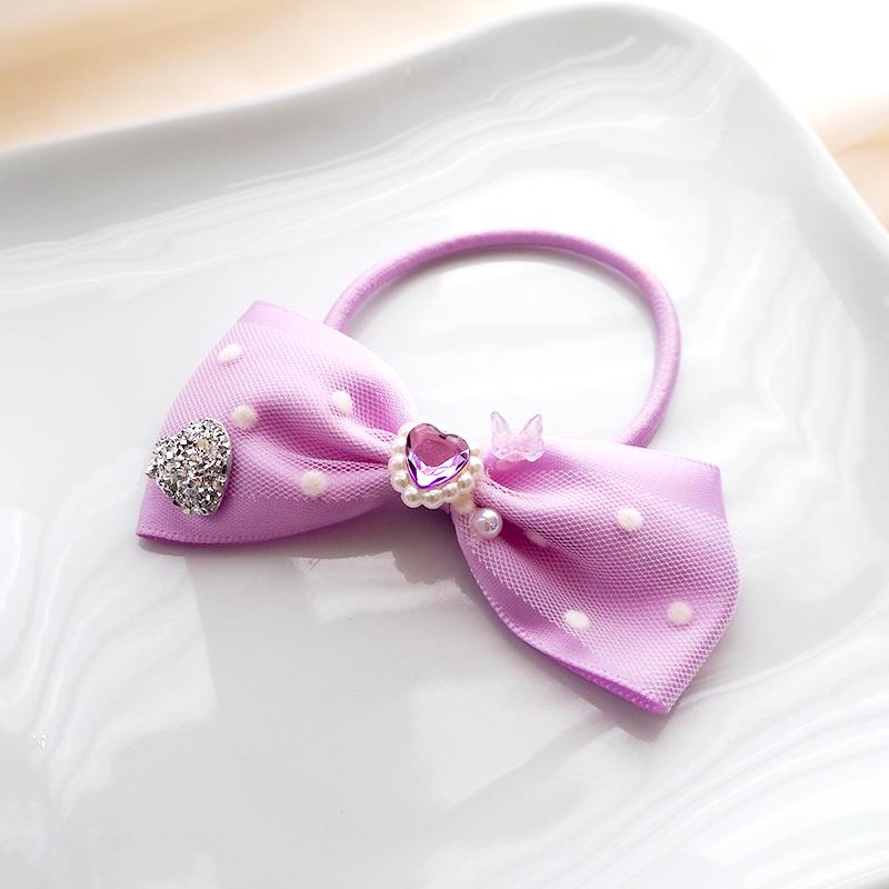 ヘアゴム ポニー キラキラ ハート リボン チュール レース ふりふり