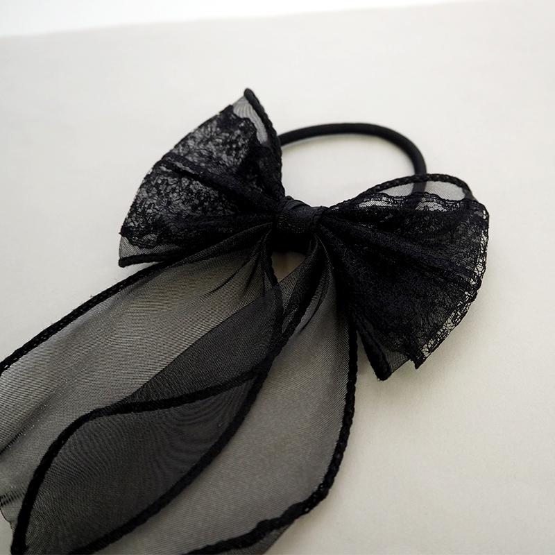 ヘアゴム ポニー チュール ＆ レース りぼん ロング 長め 子ども 子供