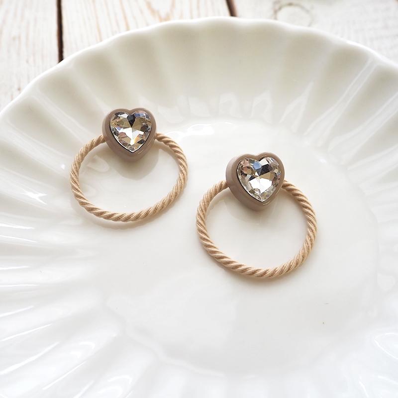 2個入り ヘアゴム ポニー キラキラ big ハート キッズ 子ども ヘア