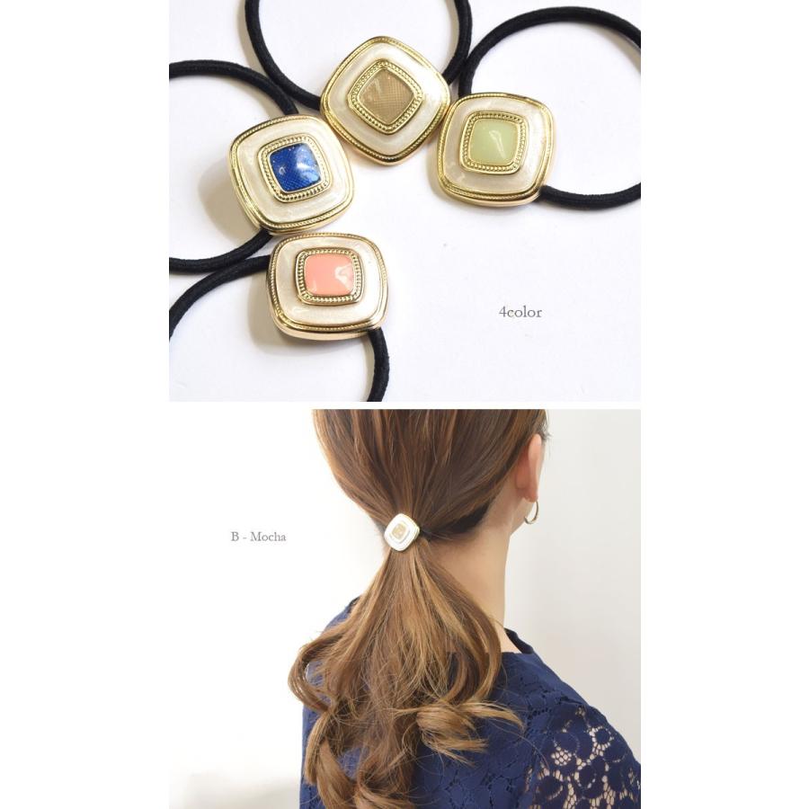 BLAZE レトロスクエア ヘアゴム ヘアアクセサリー 髪ゴム まとめ髪 髪