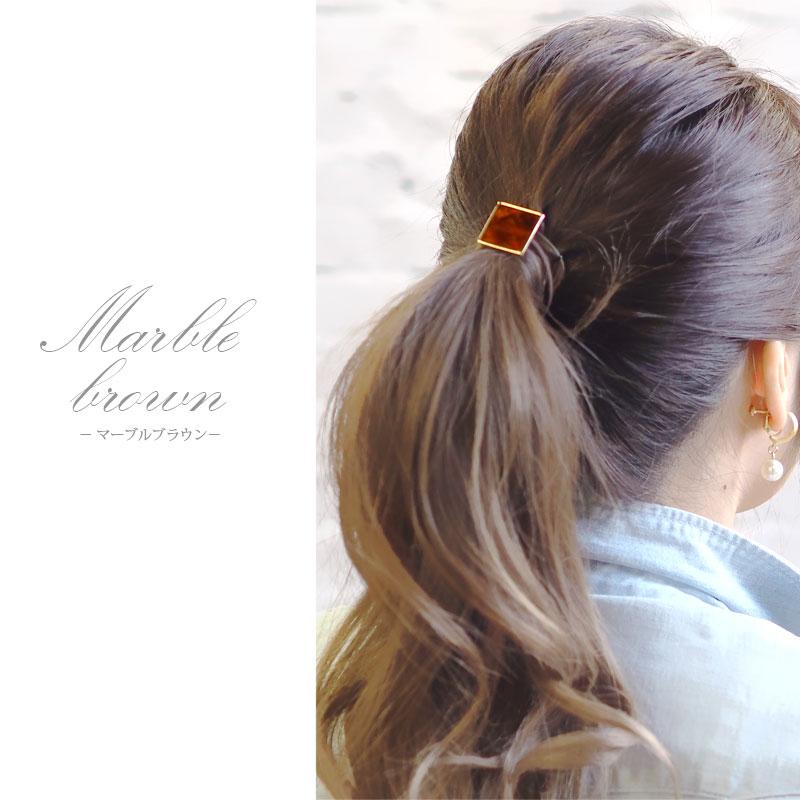 BLAZE ヘアゴム マーブル スクエア ヘアアクセ 髪ゴム まとめ髪