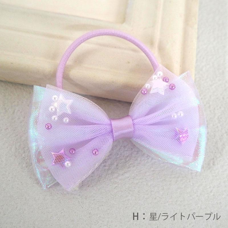 ヘアゴム シャカシャカ 羽根 リボン 大きめ ポニー キッズ 子供 ヘア