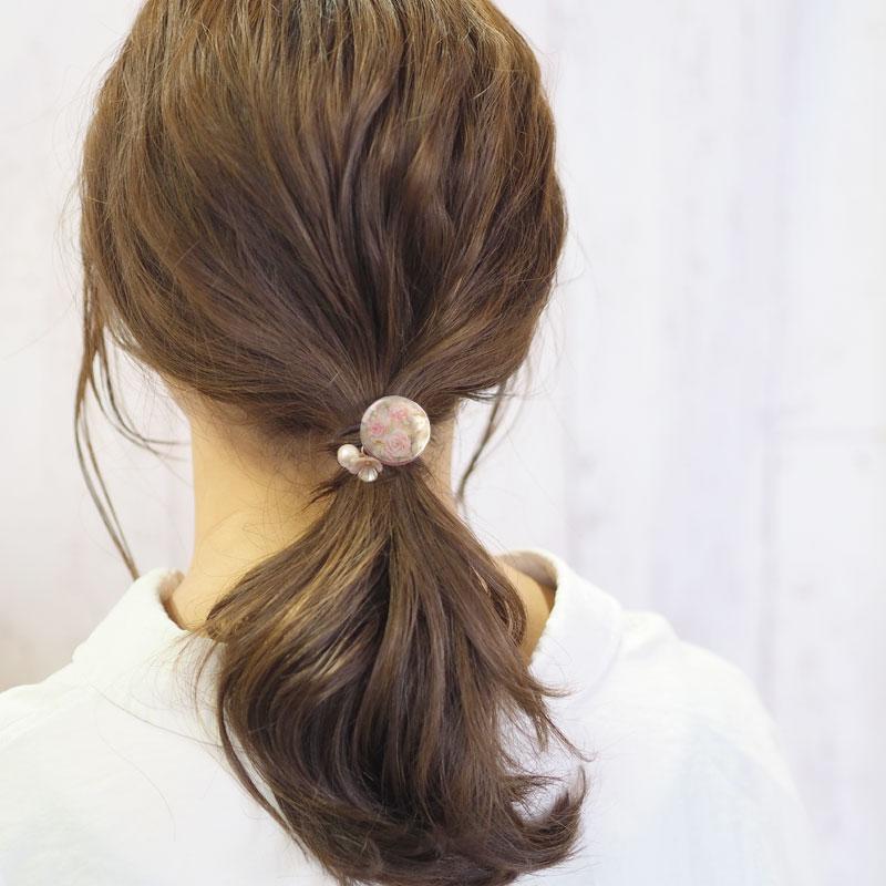 BLAZE ヘアゴム フラワー パール ゴールド 花 花柄 国産 日本製 レジン