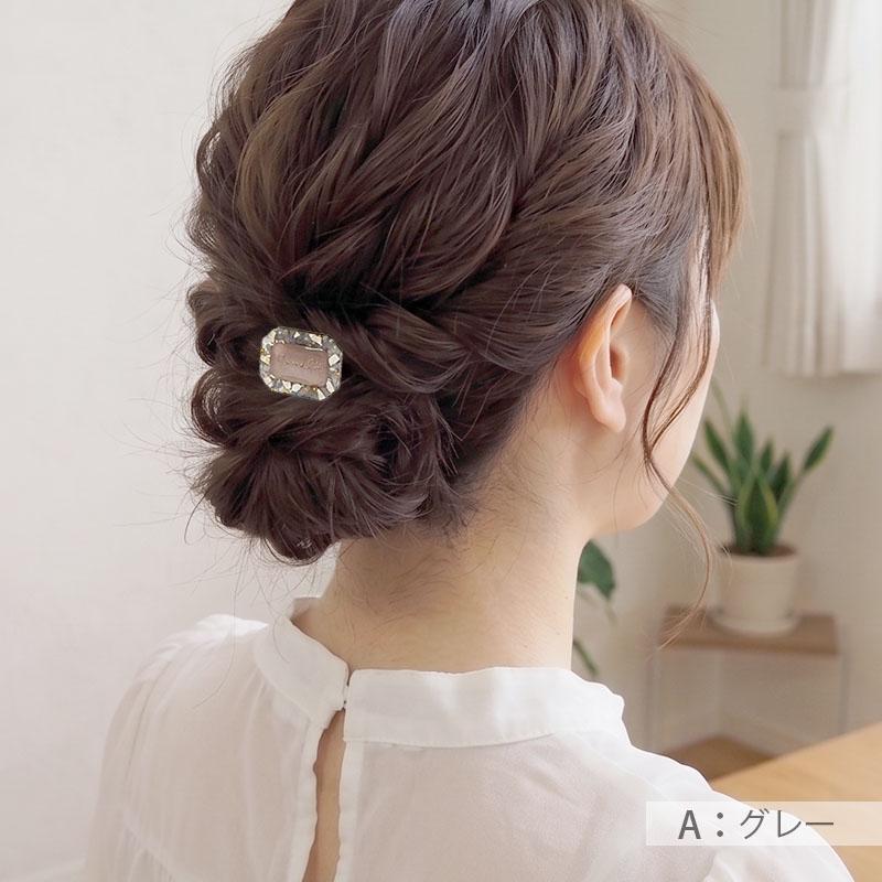 BLAZE ヘアゴム スクエア フレーム 英字 レジン 日本製 国産 クリア