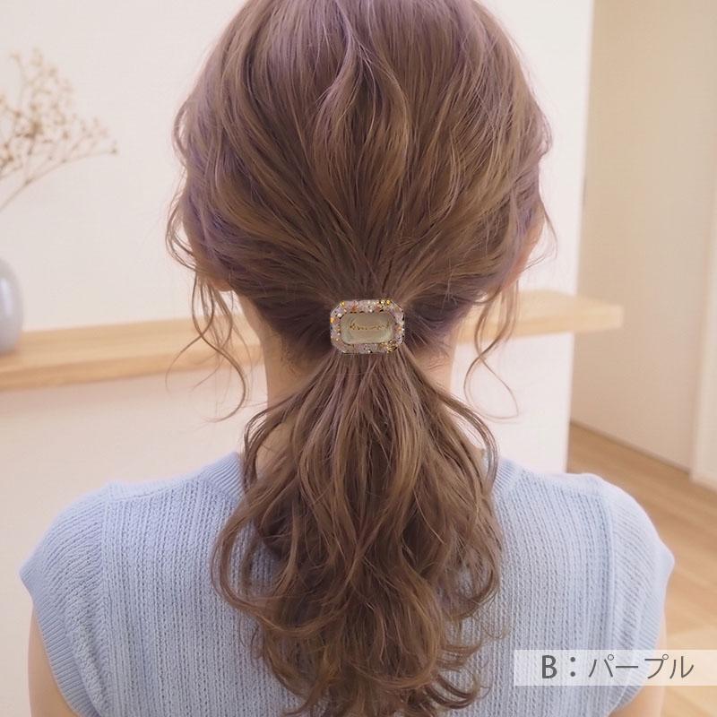 BLAZE ヘアゴム スクエア フレーム 英字 レジン 日本製 国産 クリア