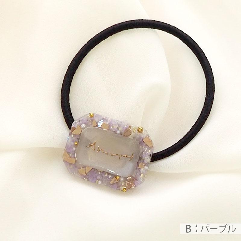 BLAZE ヘアゴム スクエア フレーム 英字 レジン 日本製 国産 クリア