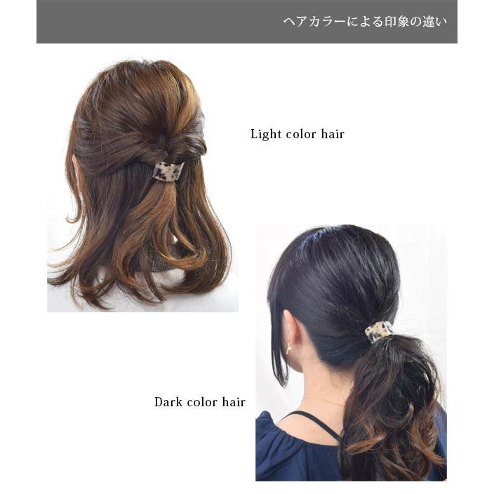 不規則チェック柄のべっ甲プレートと手染めビーズのジャラ系ヘアゴム❤ BLAZE べっ甲 シンプル ヘアゴム ヘアアクセサリー 髪ゴム まとめ髪 髪