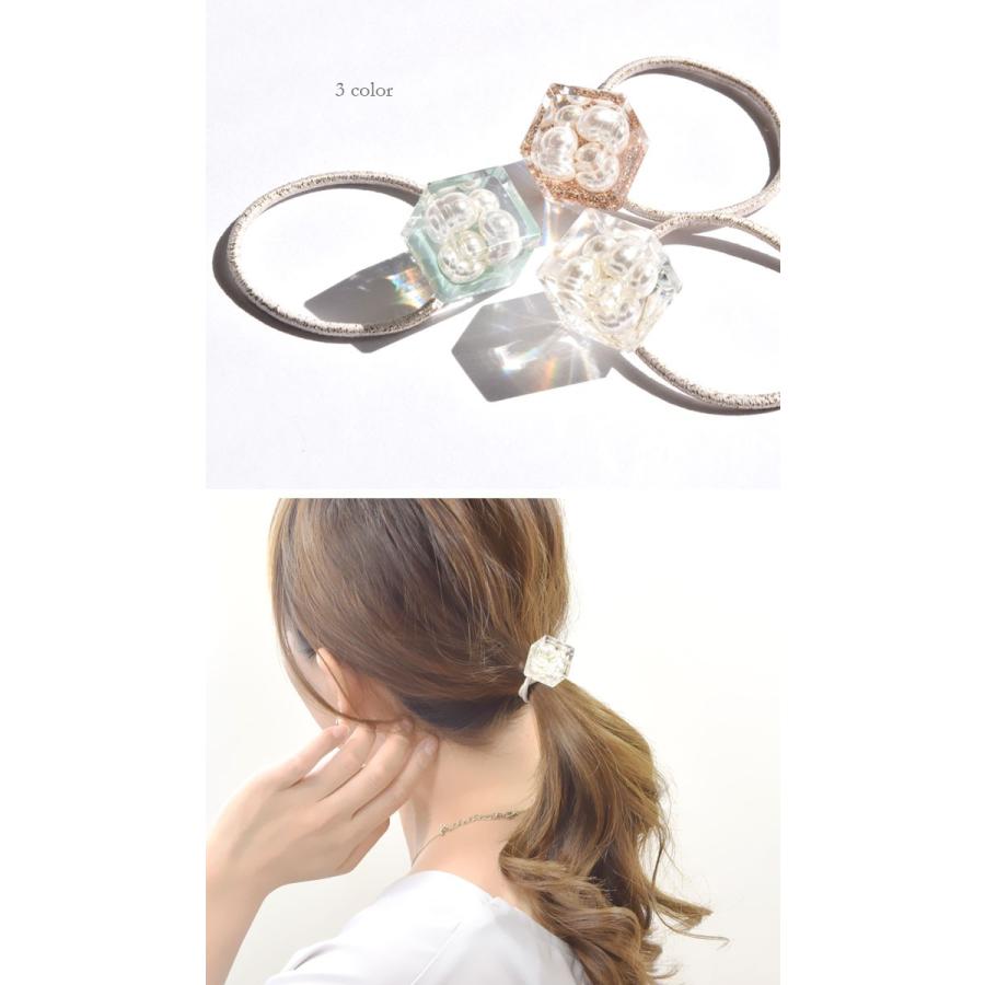 BLAZE パール 入り キューブ ヘアゴム ヘアアクセ 髪ゴム まとめ髪 髪