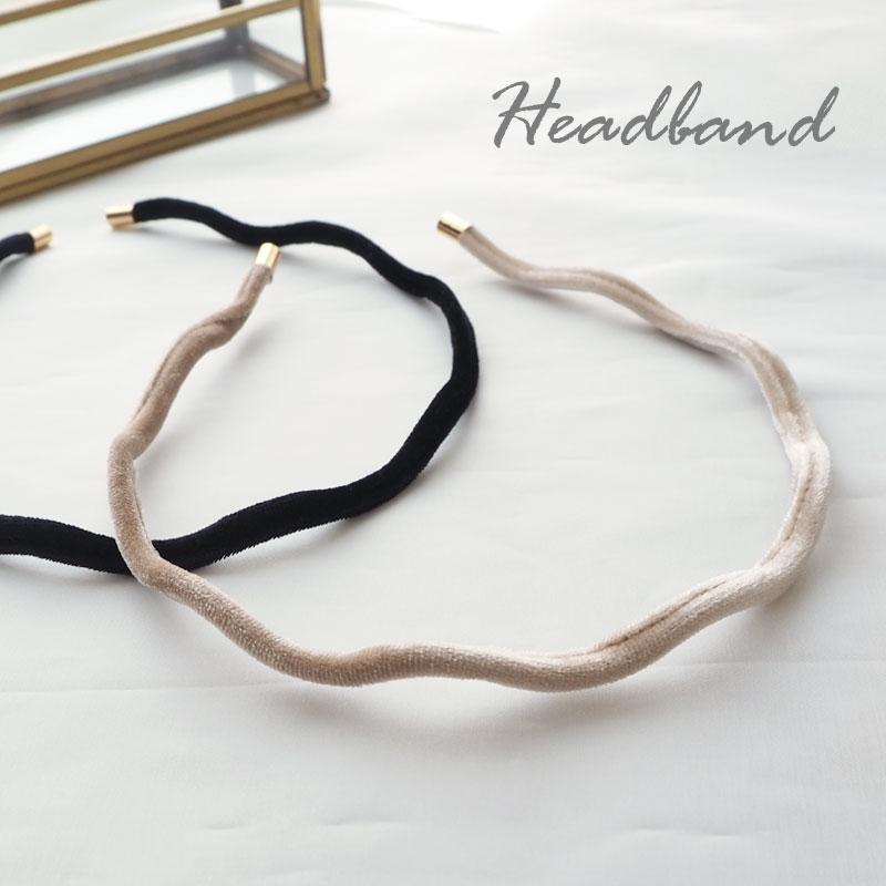 BLAZE カチューシャ 細い ウェーブ シンプル ベロア ヘアアクセサリー