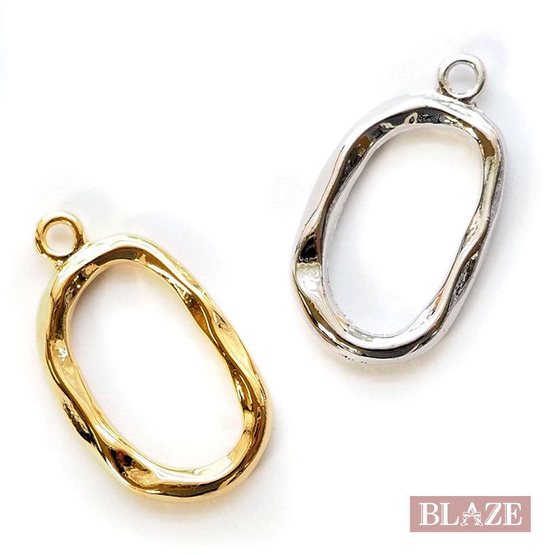 BLAZE メタルパーツ 変形 オーバル カン付き チャーム ハンドメイド