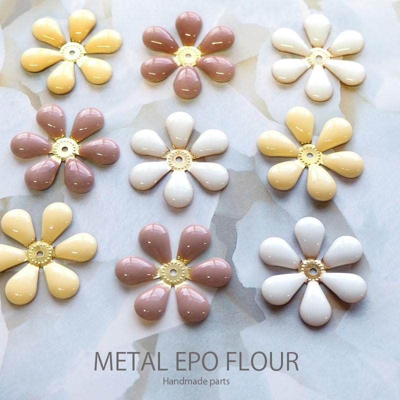 BLAZE メタル エポ フラワーパーツ シンプル 6弁花 Lサイズ 3個セット