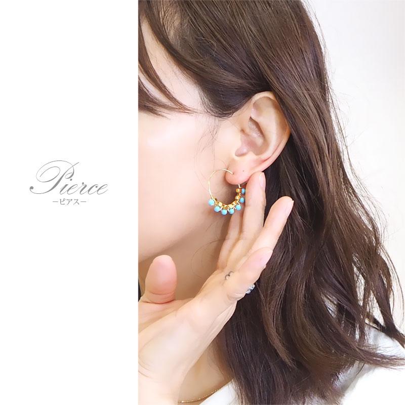 BLAZE ピアス ＆ イヤリング フープ ターコイズ 天然石 アクセサリー